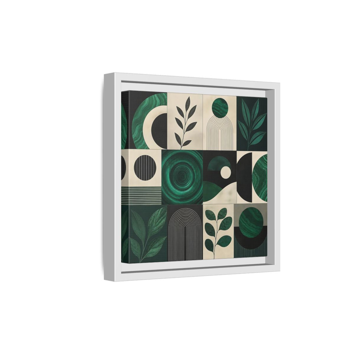 Side Mockup 19. Nature Botanical Forms Green Abstract Botanicals shown as stretched canvas wall art