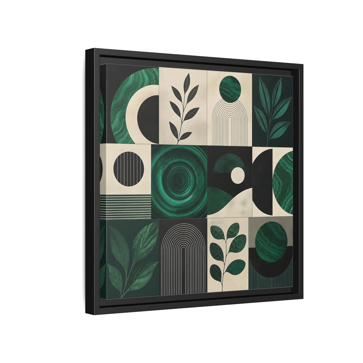 Side Mockup 15. Nature Botanical Forms Green Abstract Botanicals shown as stretched canvas wall art