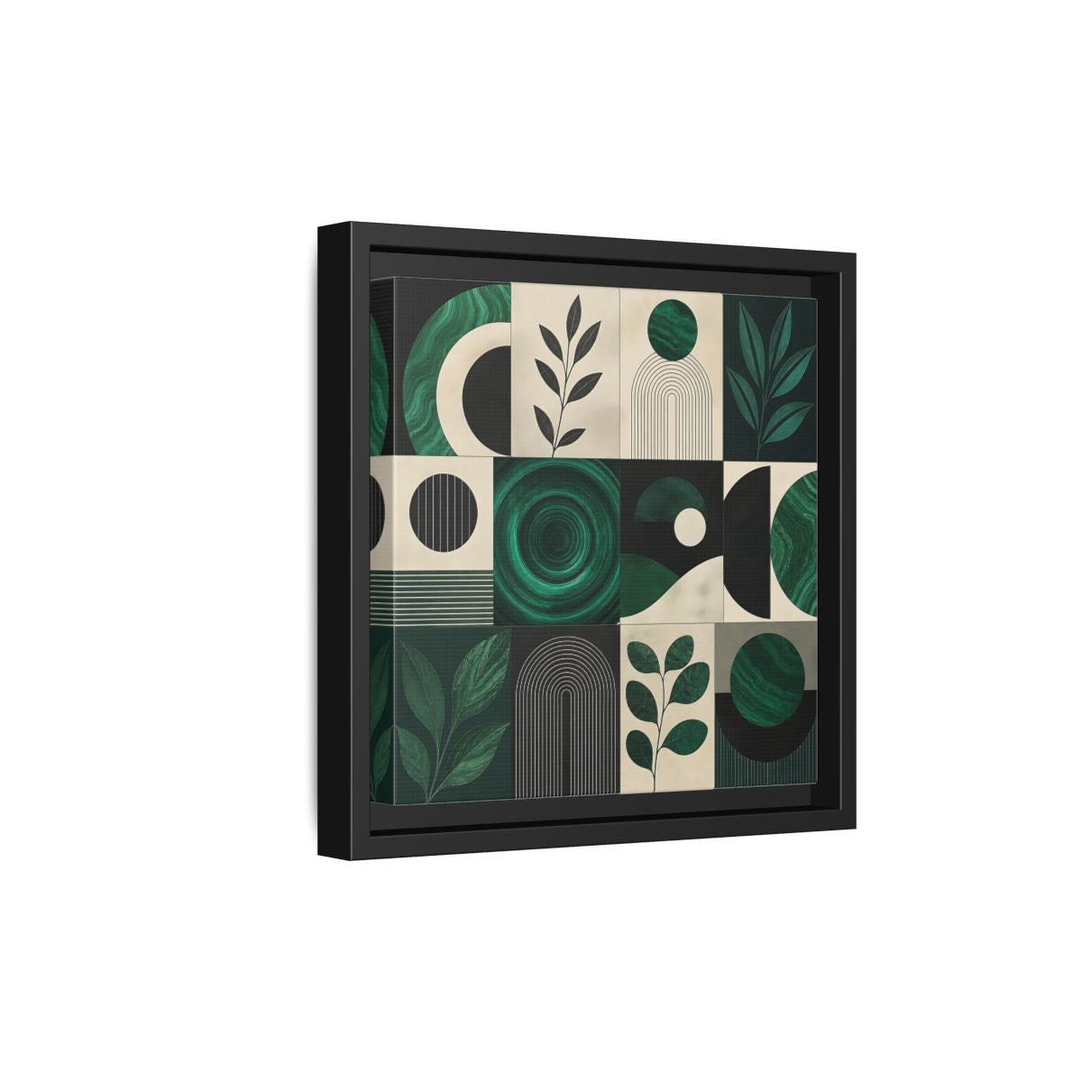 Side Mockup 21. Nature Botanical Forms Green Abstract Botanicals shown as stretched canvas wall art