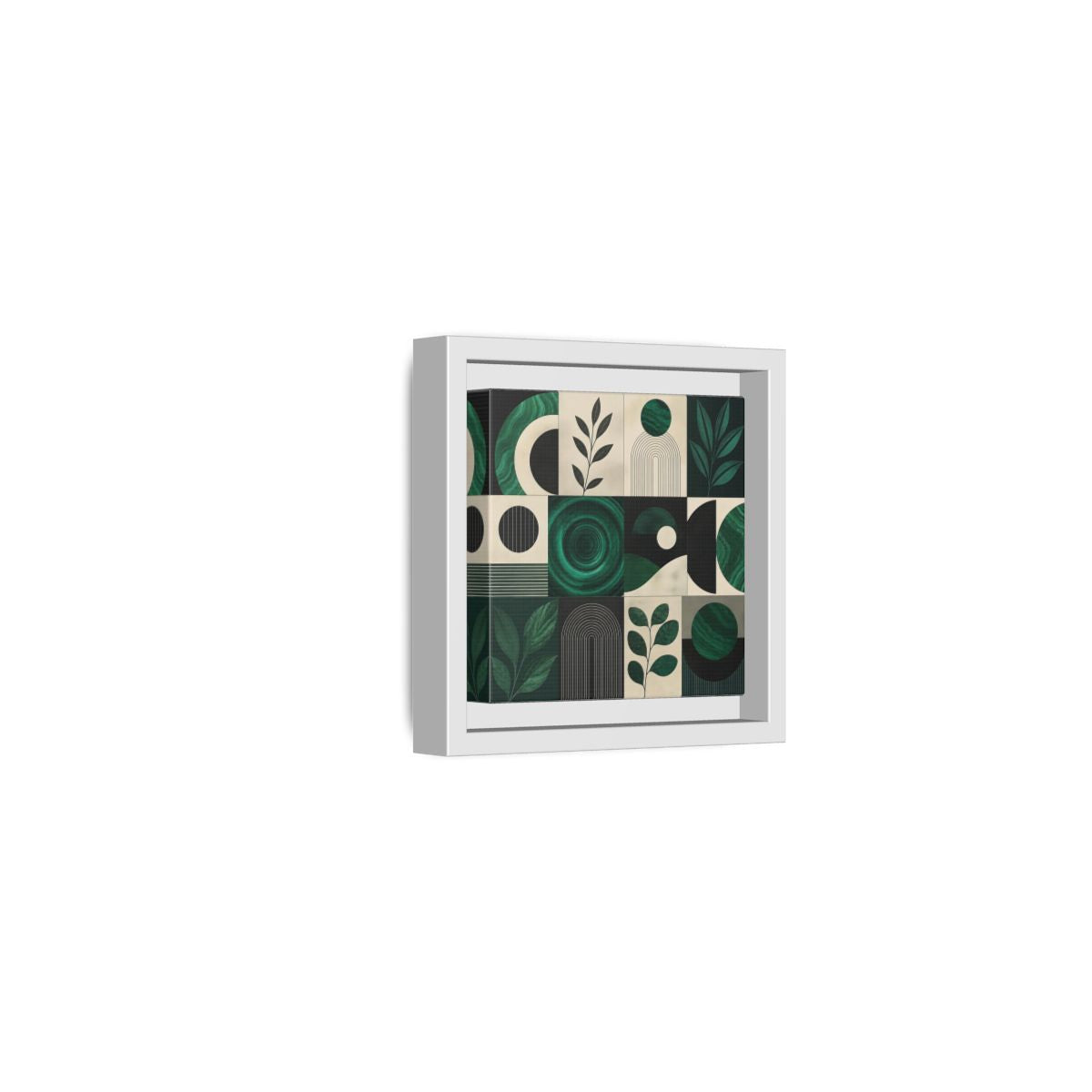 Side Mockup 22. Nature Botanical Forms Green Abstract Botanicals shown as stretched canvas wall art