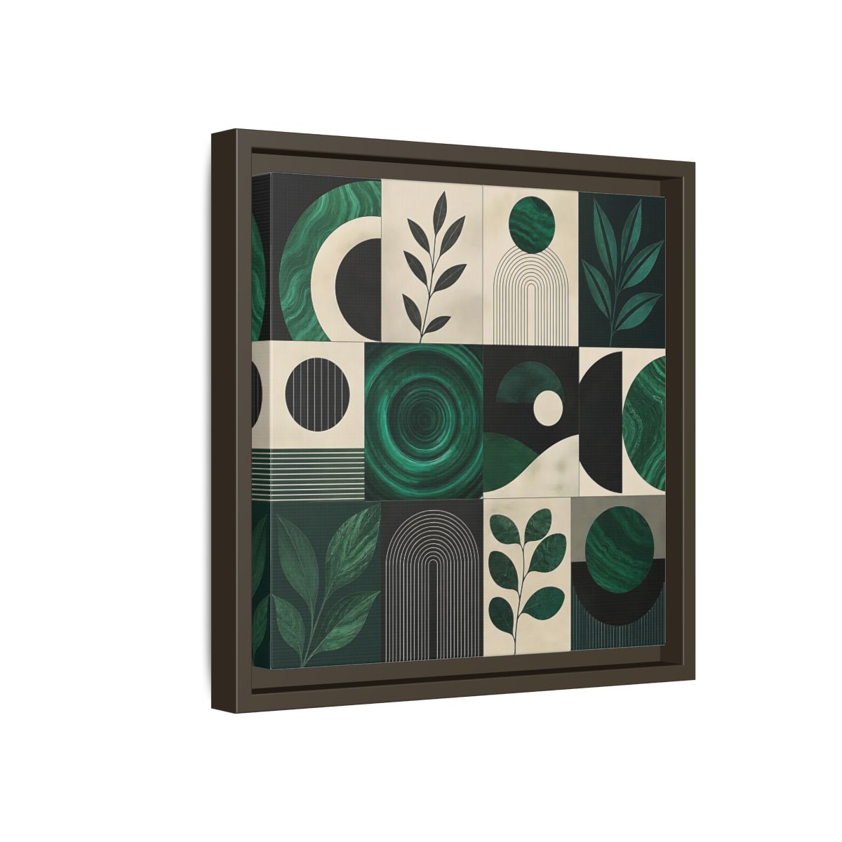 Side Mockup 17. Nature Botanical Forms Green Abstract Botanicals shown as stretched canvas wall art