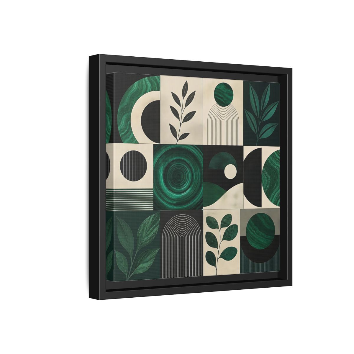 Side Mockup 18. Nature Botanical Forms Green Abstract Botanicals shown as stretched canvas wall art