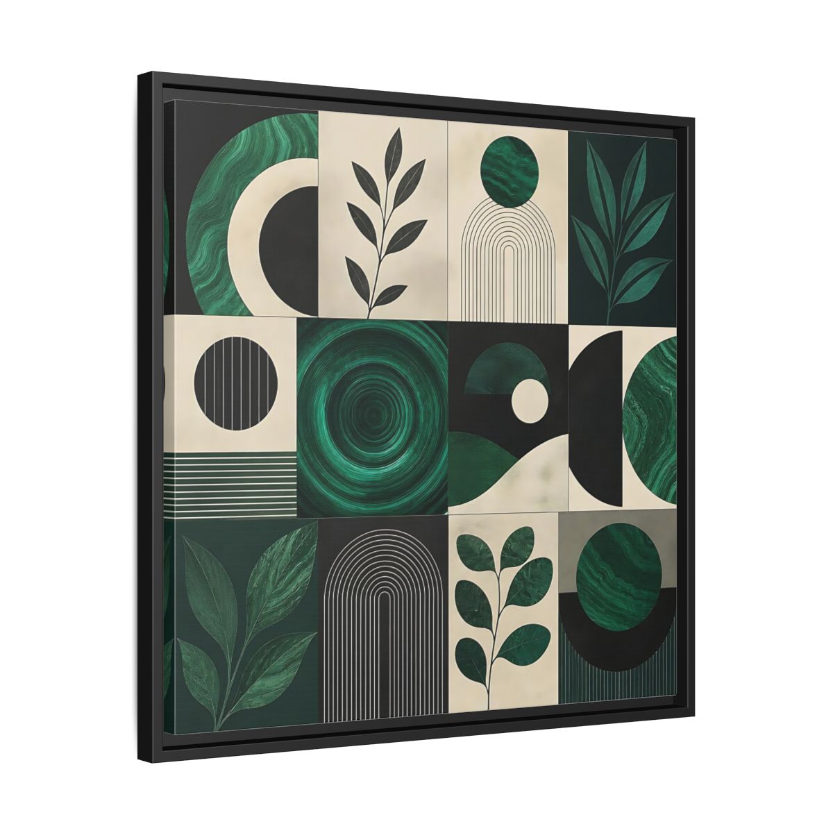 Side Mockup 31. Nature Botanical Forms Green Abstract Botanicals shown as stretched canvas wall art