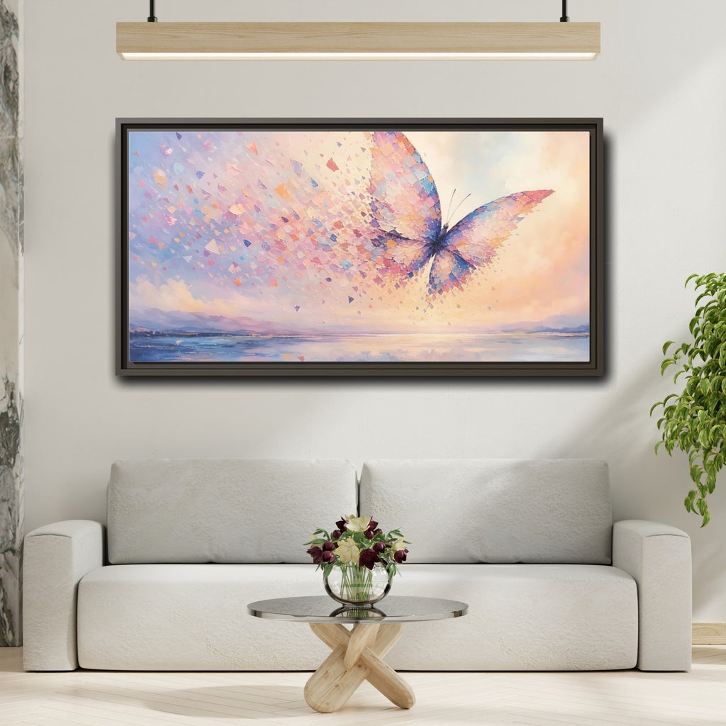 Mockup 2. Nature Butterfly Butterfly Pastel shown as stretched canvas wall art