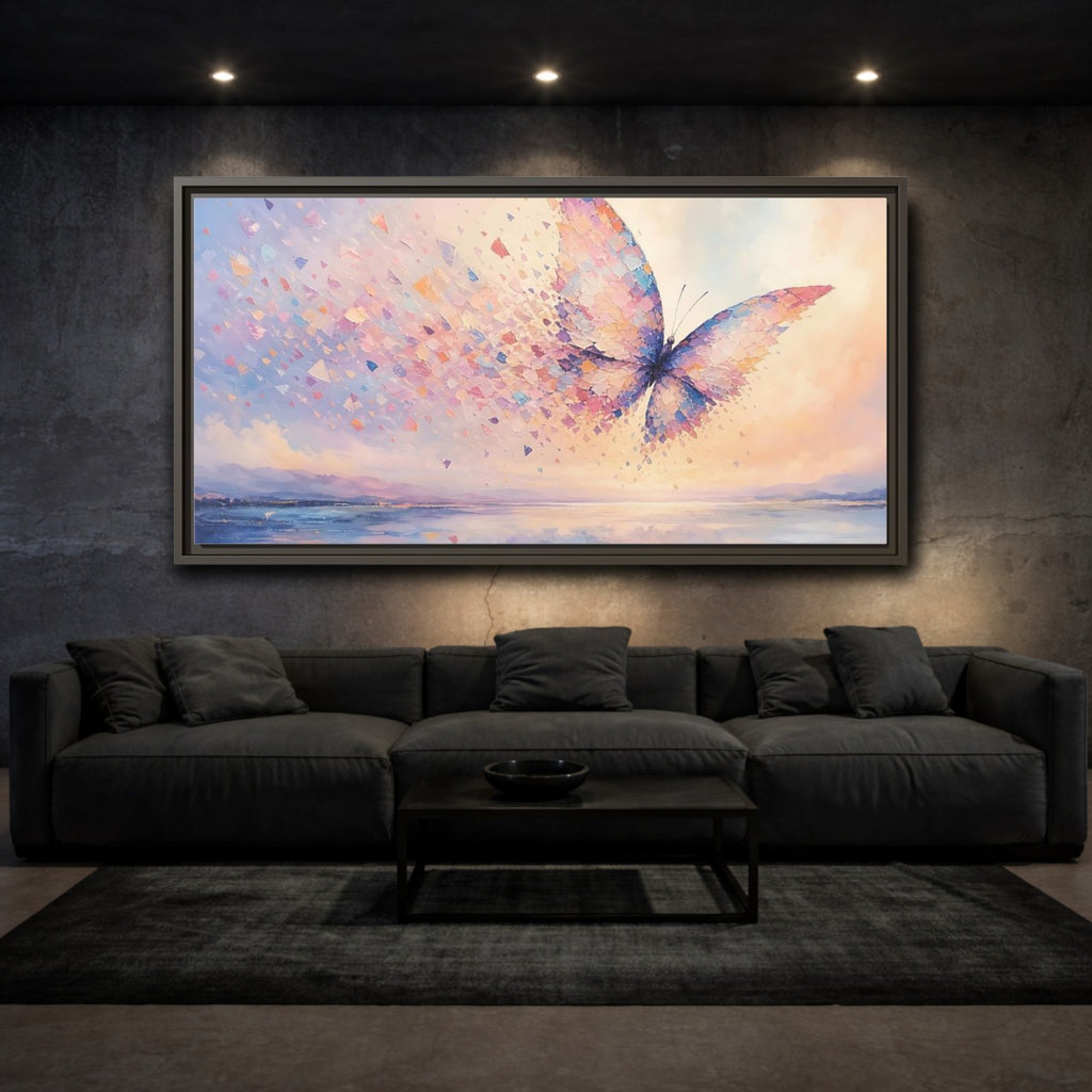 Mockup 3. Nature Butterfly Butterfly Pastel shown as stretched canvas wall art