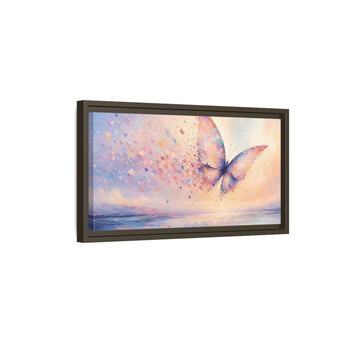 Side Mockup 7. Nature Butterfly Butterfly Pastel shown as stretched canvas wall art