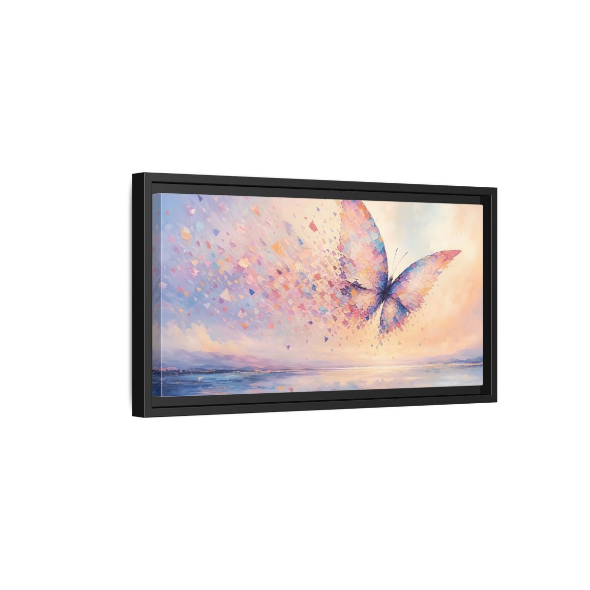 Side Mockup 8. Nature Butterfly Butterfly Pastel shown as stretched canvas wall art