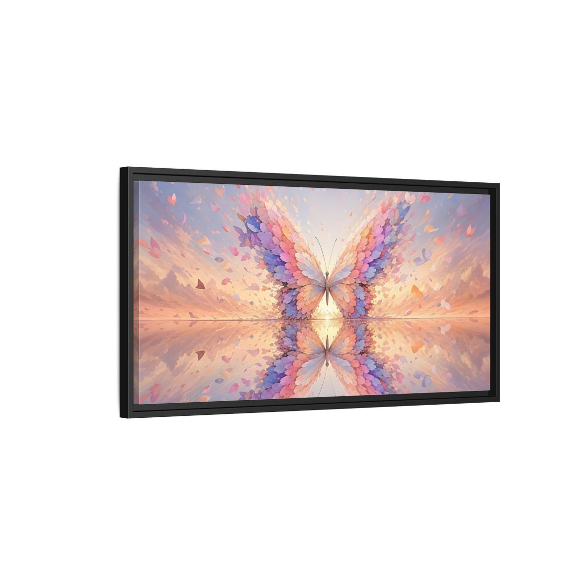 Side Mockup 2. Nature Butterfly Pastel Butterfly shown as stretched canvas wall art