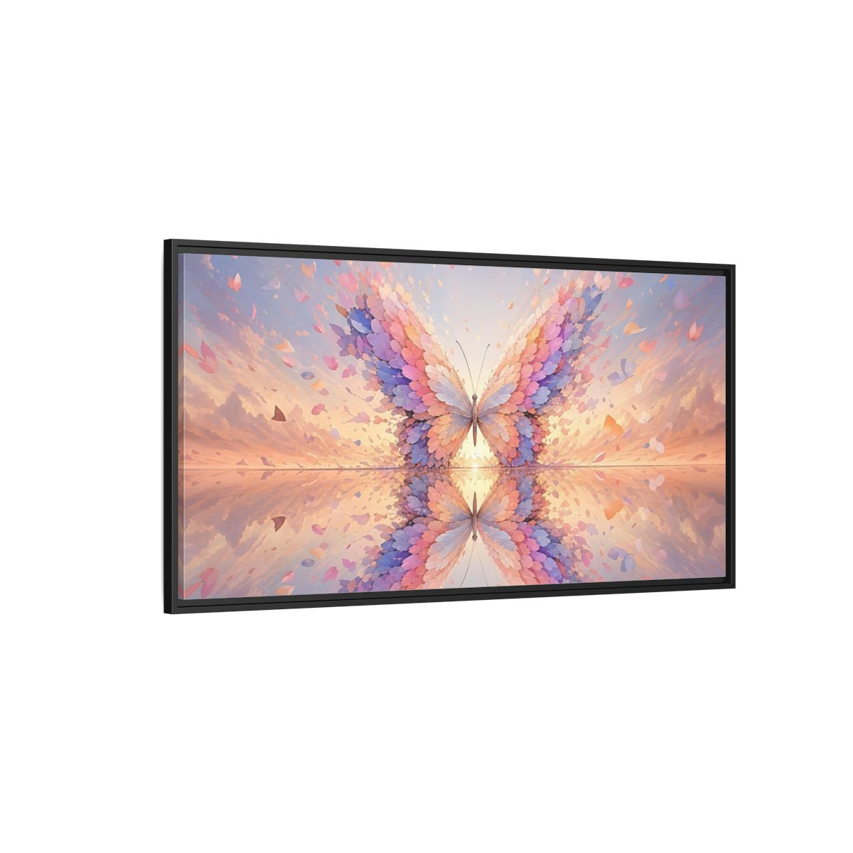 Side Mockup 5. Nature Butterfly Pastel Butterfly shown as stretched canvas wall art