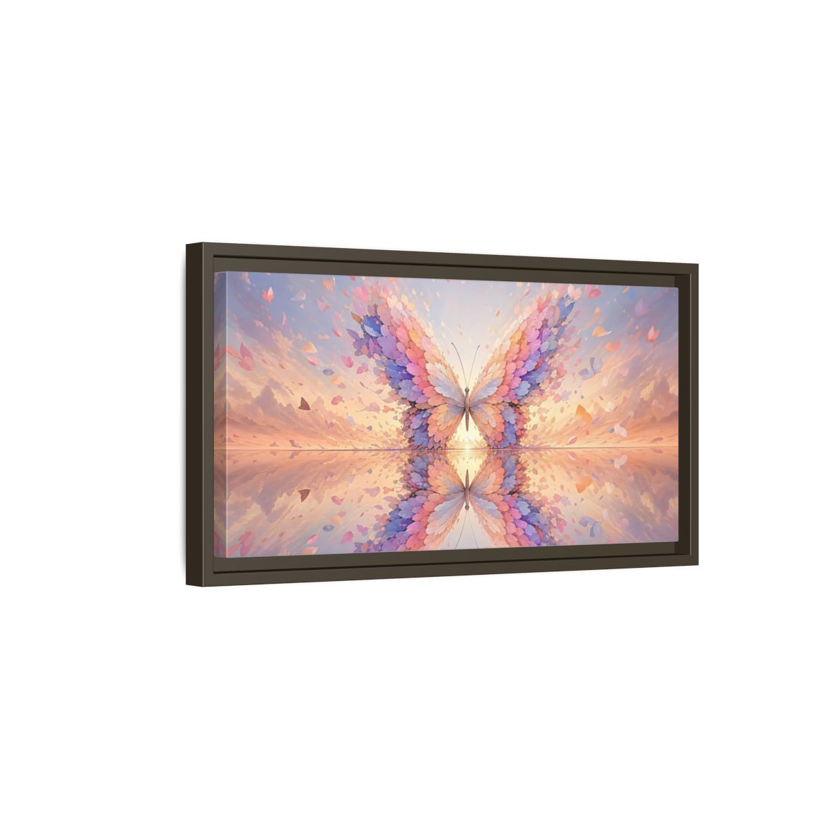 Side Mockup 7. Nature Butterfly Pastel Butterfly shown as stretched canvas wall art