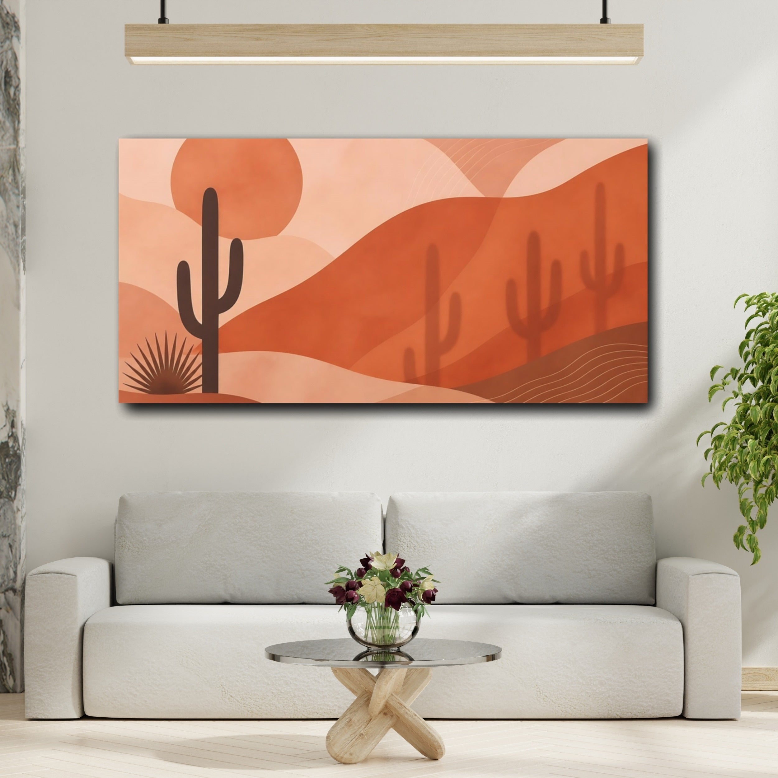 Mockup 2. Nature Cactus Terracotta Cactus shown as stretched canvas wall art