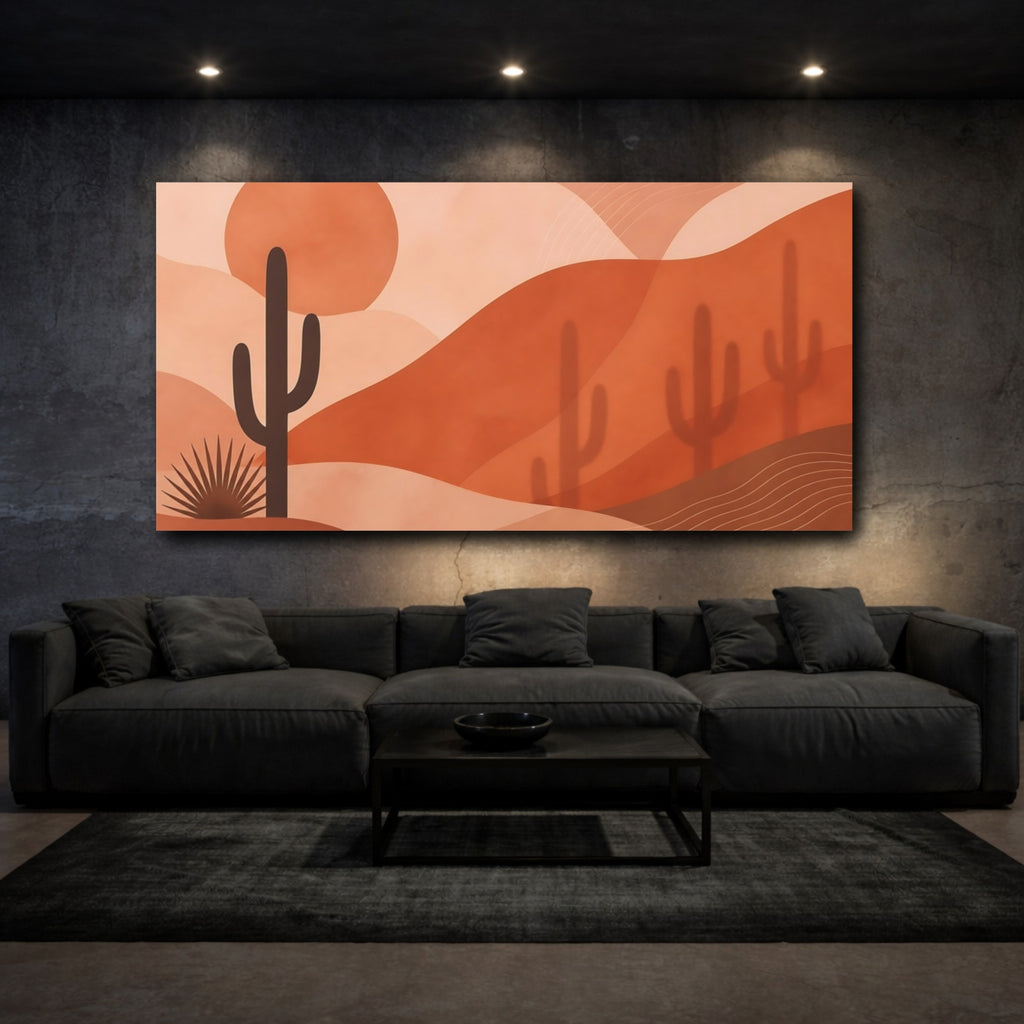 Mockup 3. Nature Cactus Terracotta Cactus shown as stretched canvas wall art