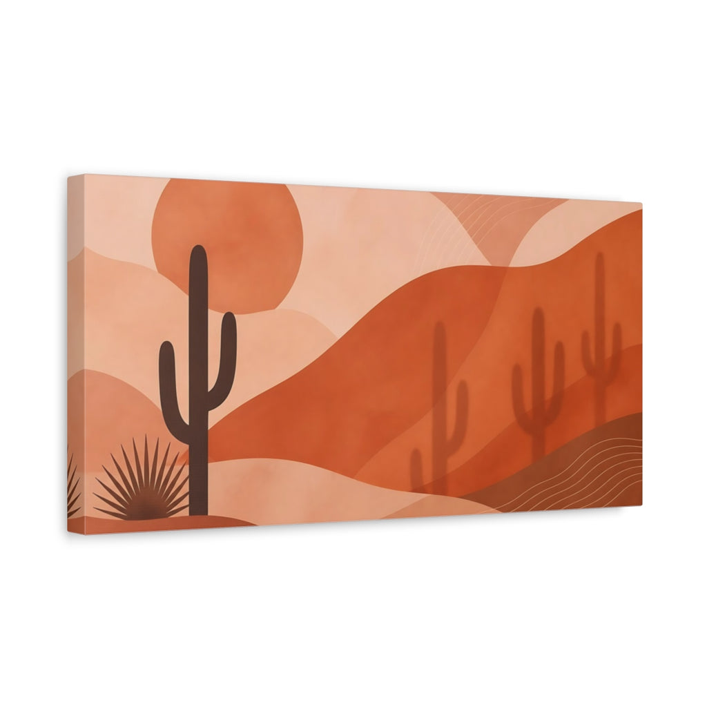 Side Mockup 3. Nature Cactus Terracotta Cactus shown as stretched canvas wall art