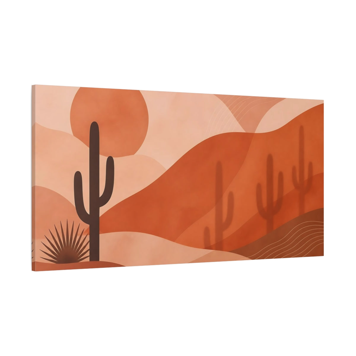 Side Mockup 2. Nature Cactus Terracotta Cactus shown as stretched canvas wall art