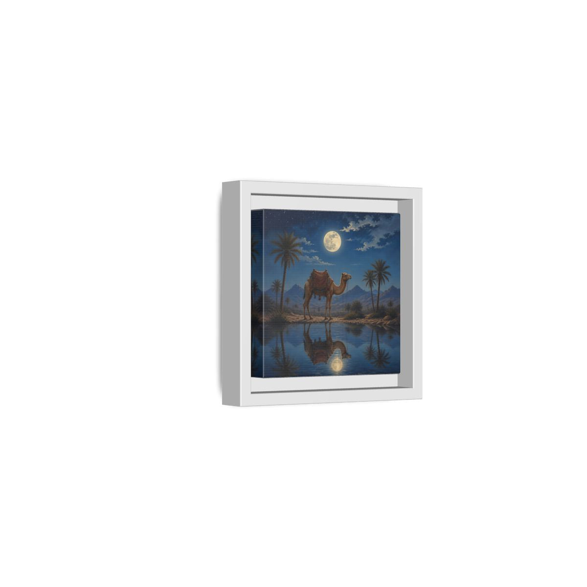 Side Mockup 22. Nature Camel Desert Night Camel shown as stretched canvas wall art