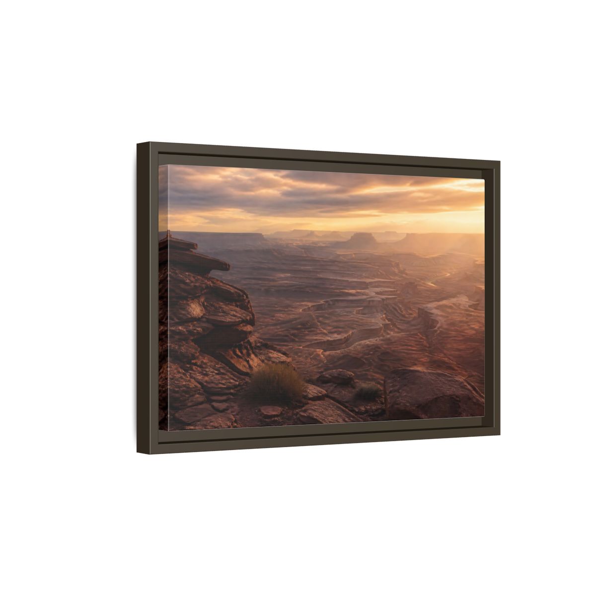 Side Mockup 5. Nature Canyon Brown Orange Sunset shown as stretched canvas wall art