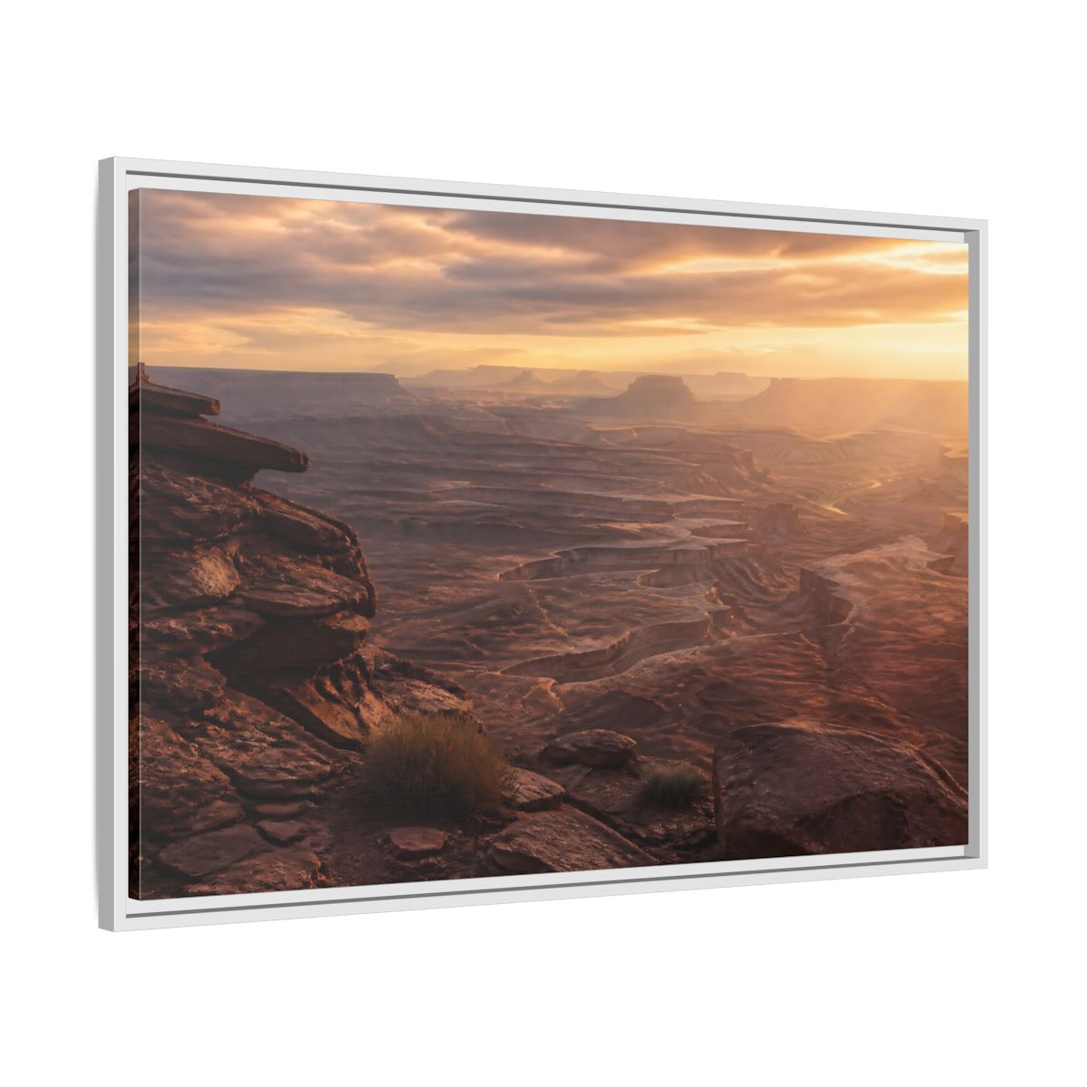 Side Mockup 9. Nature Canyon Brown Orange Sunset shown as stretched canvas wall art