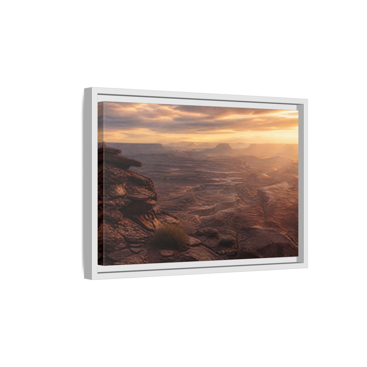 Side Mockup 4. Nature Canyon Brown Orange Sunset shown as stretched canvas wall art