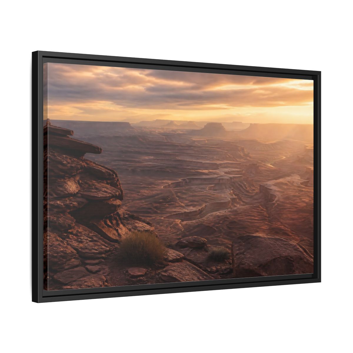 Side Mockup 14. Nature Canyon Brown Orange Sunset shown as stretched canvas wall art