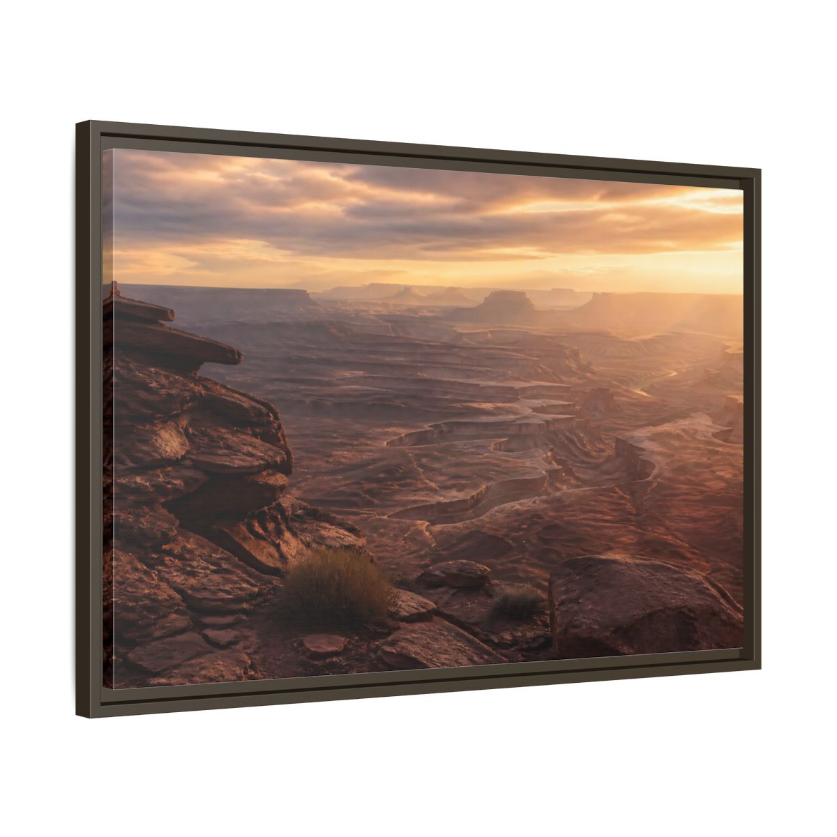 Side Mockup 11. Nature Canyon Brown Orange Sunset shown as stretched canvas wall art