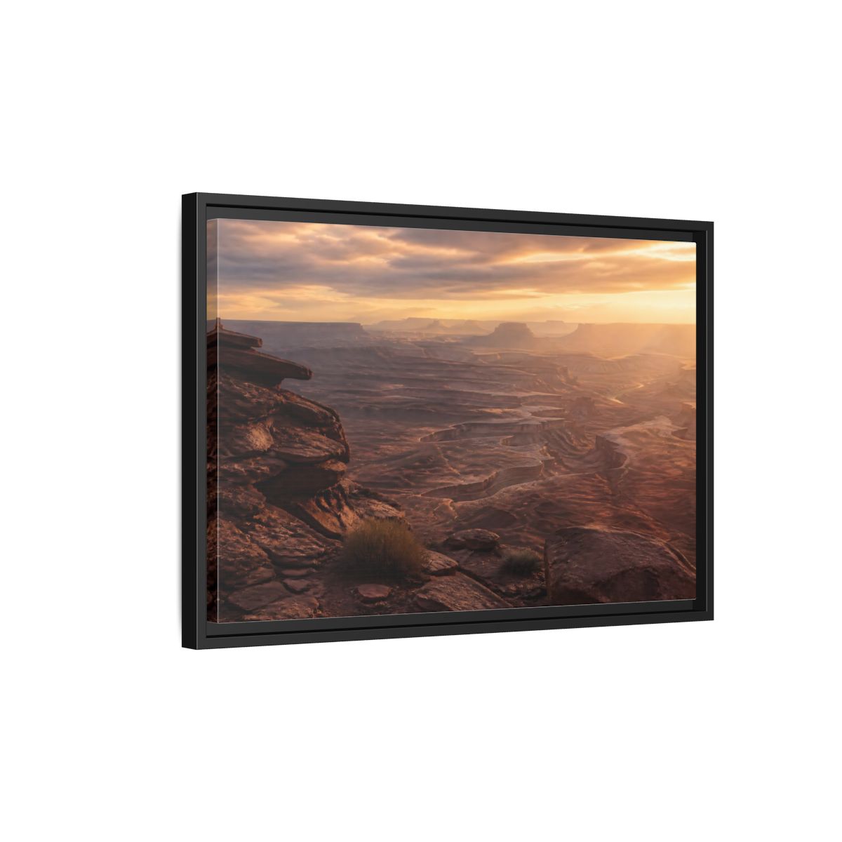 Side Mockup 3. Nature Canyon Brown Orange Sunset shown as stretched canvas wall art