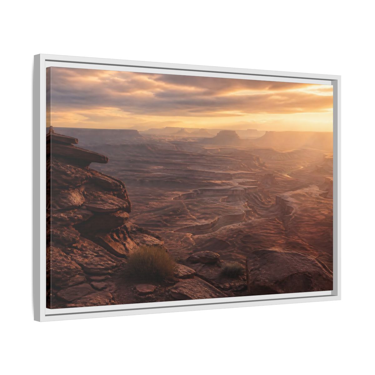 Side Mockup 10. Nature Canyon Brown Orange Sunset shown as stretched canvas wall art