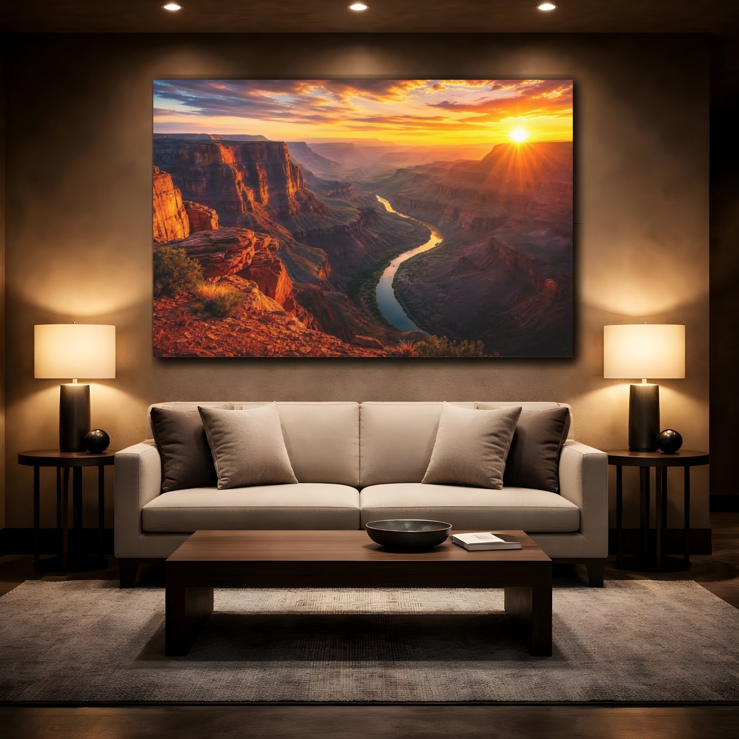 Mockup 2. Nature Canyon Landscape Canyon Sunset shown as stretched canvas wall art