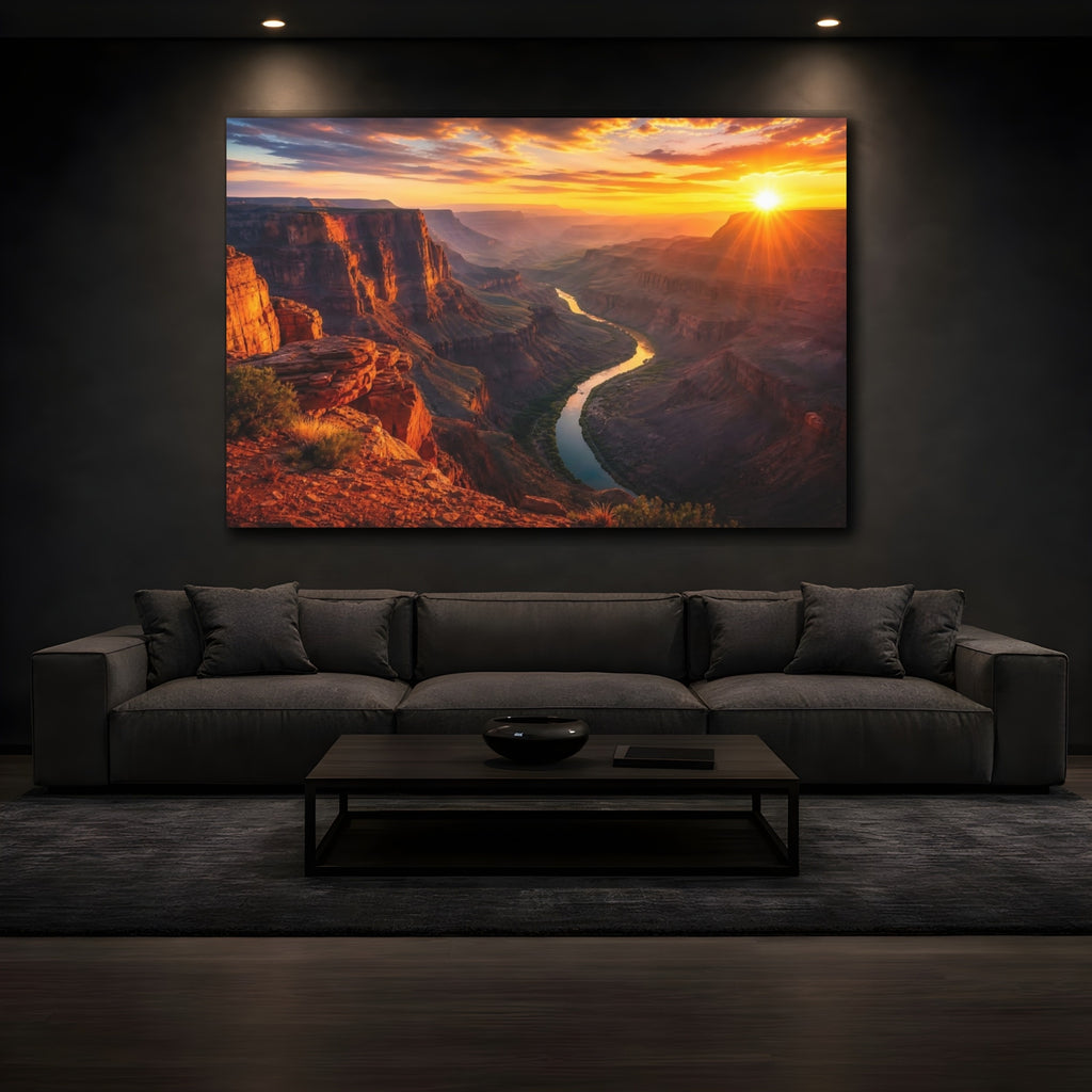 Mockup 3. Nature Canyon Landscape Canyon Sunset shown as stretched canvas wall art