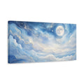 Side Mockup 3. Nature Celestial Moon Blue Gold shown as stretched canvas wall art