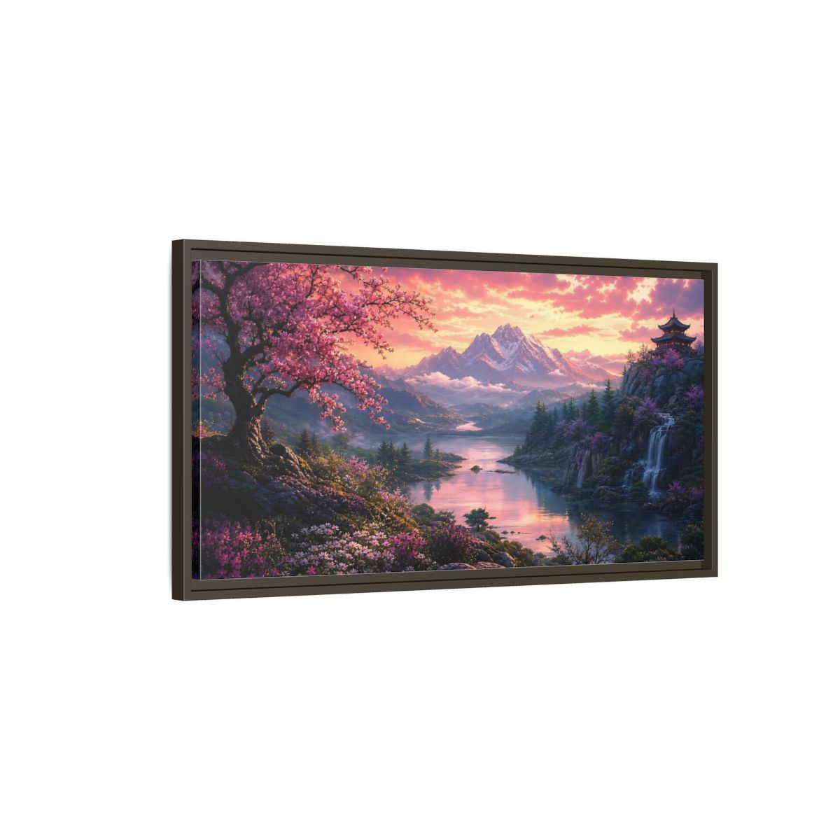 Main Mockup. Nature Cherry Blossoms Pink Cherry Blossom shown as stretched canvas wall art
