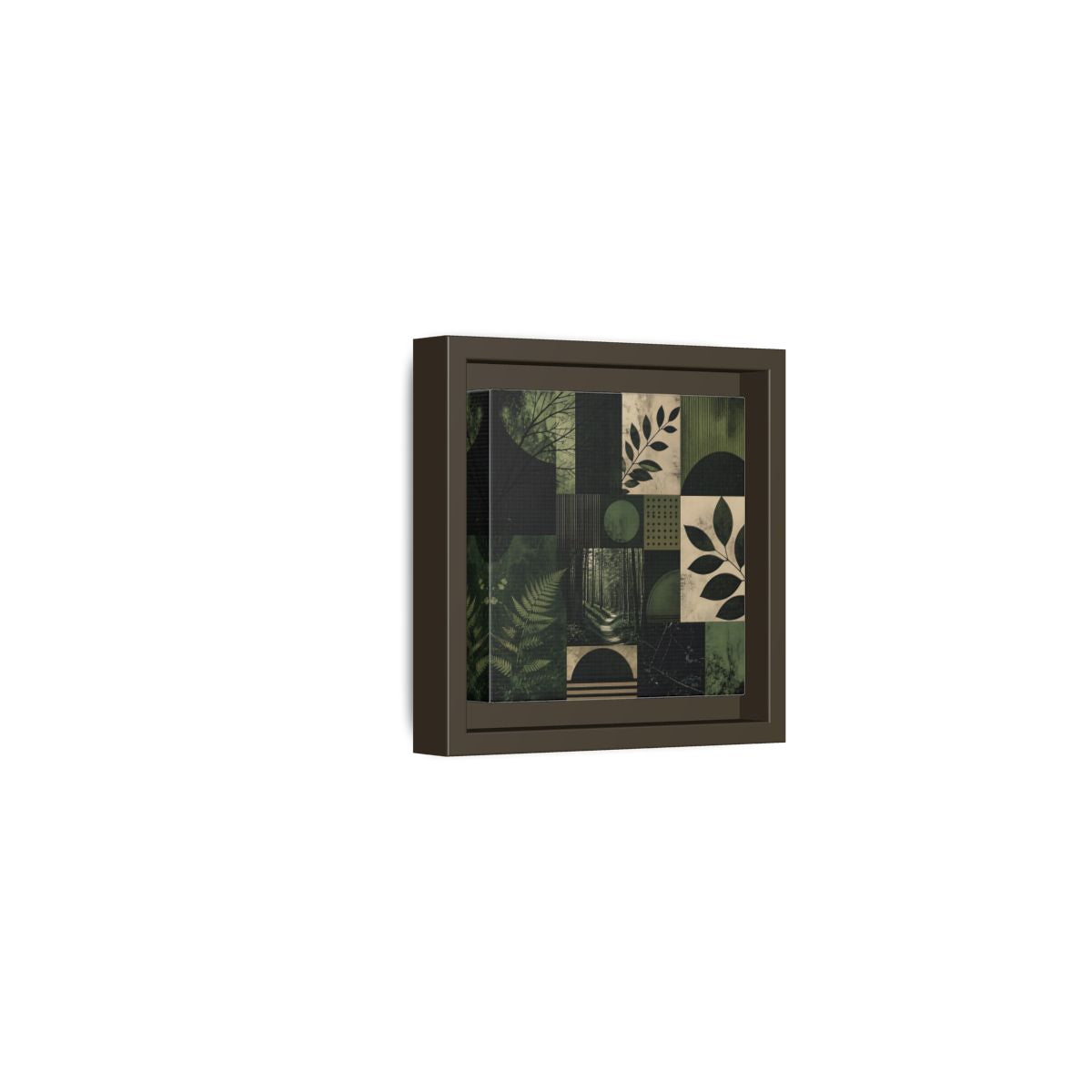 Side Mockup 23. Nature Nature Collage Green And Black shown as stretched canvas wall art