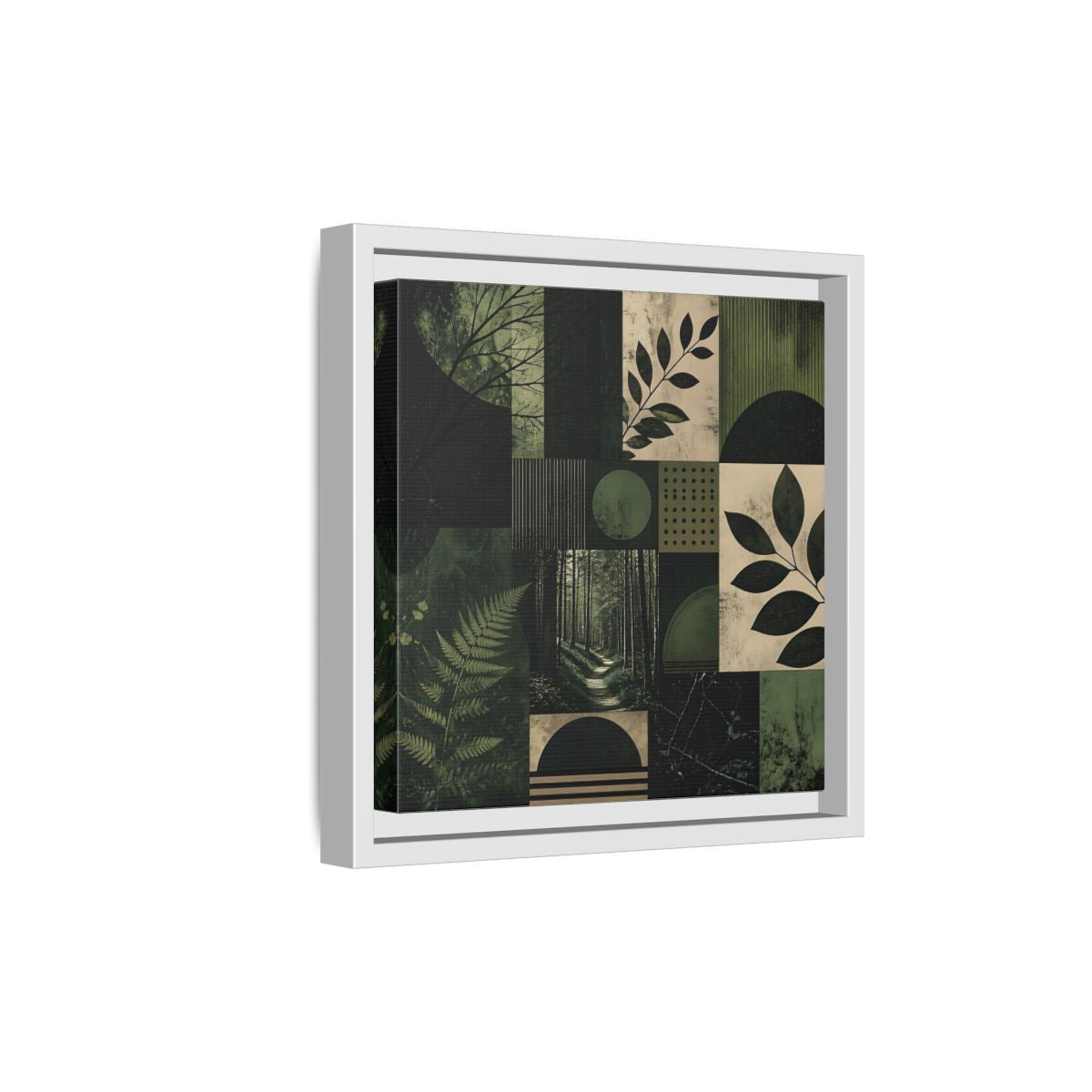 Side Mockup 19. Nature Nature Collage Green And Black shown as stretched canvas wall art