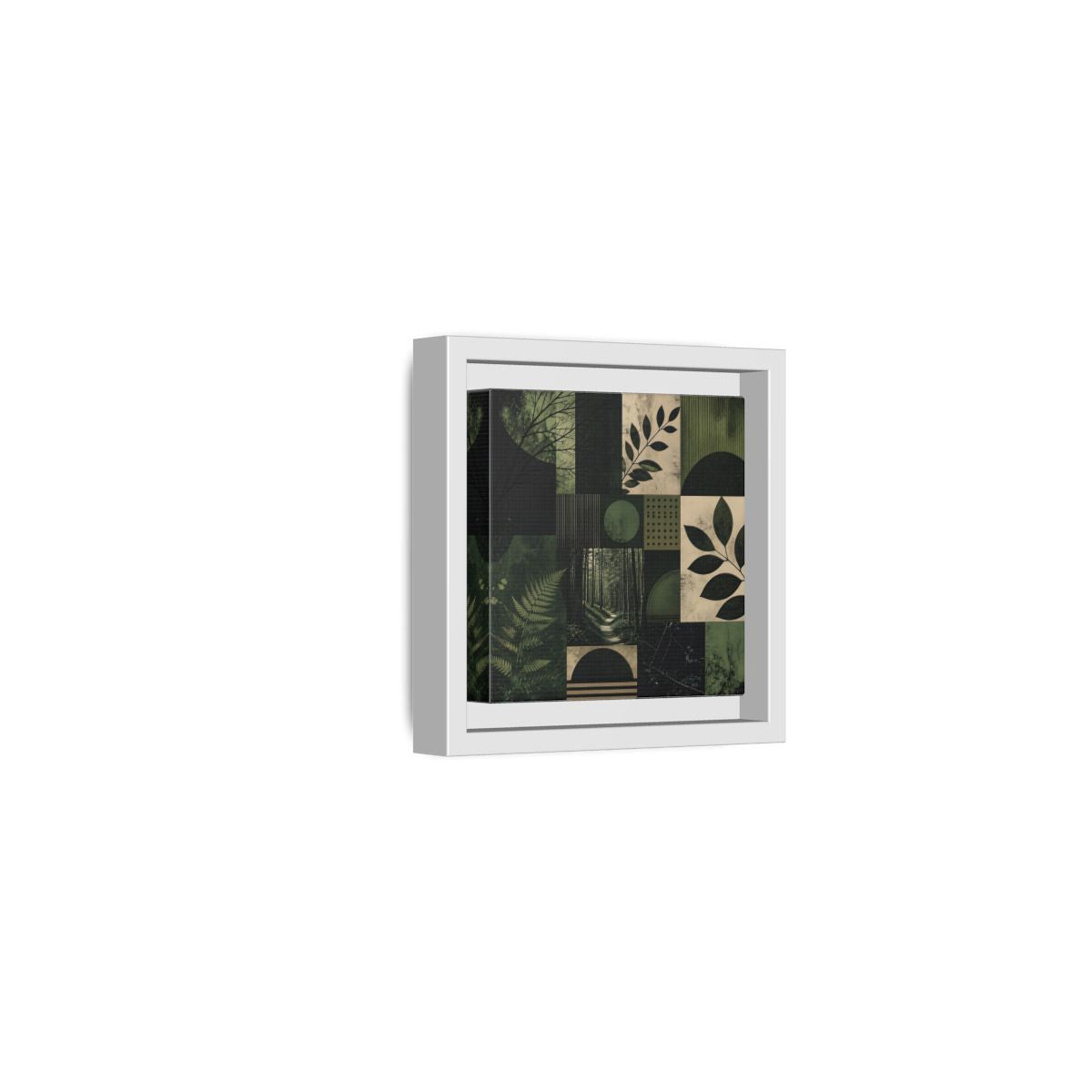 Side Mockup 22. Nature Nature Collage Green And Black shown as stretched canvas wall art