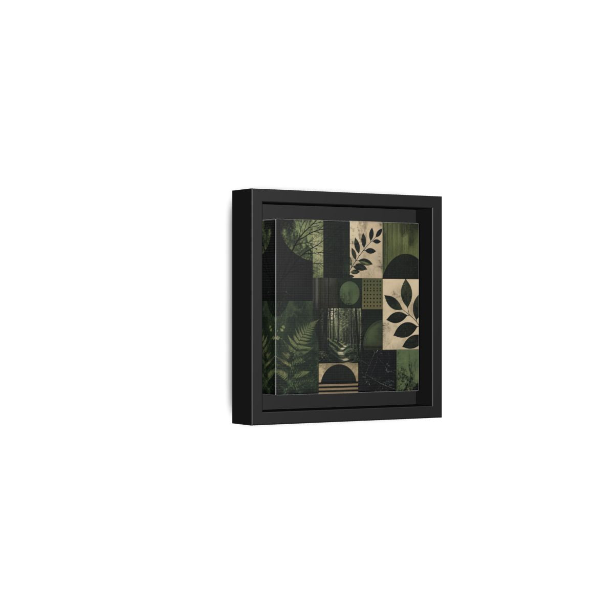 Side Mockup 24. Nature Nature Collage Green And Black shown as stretched canvas wall art