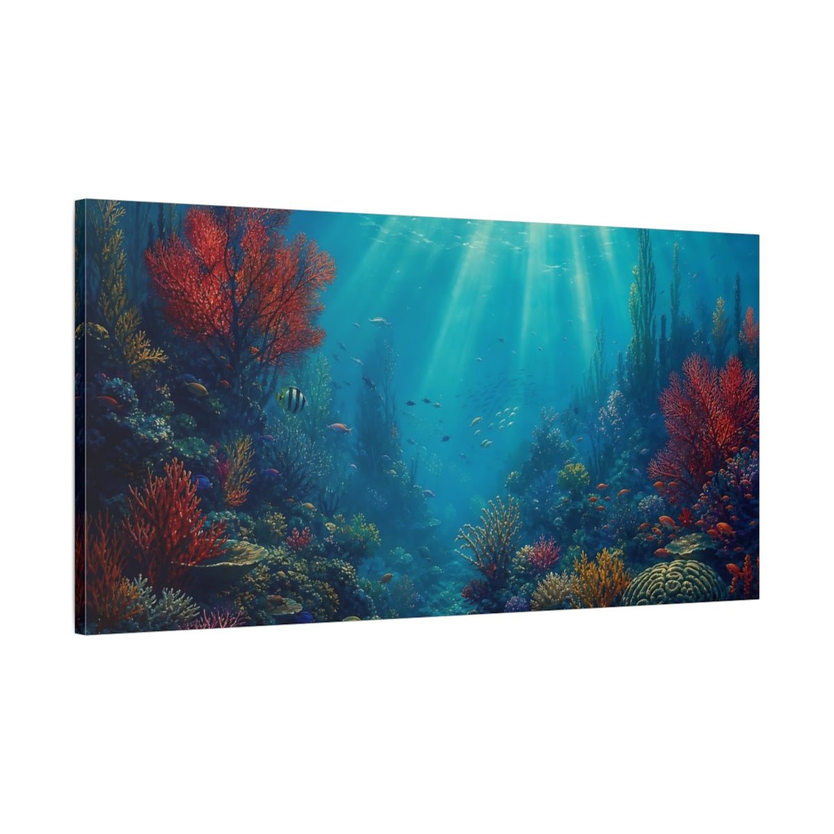 Main Mockup. Nature Coral Reef Vibrant Underwater shown as stretched canvas wall art