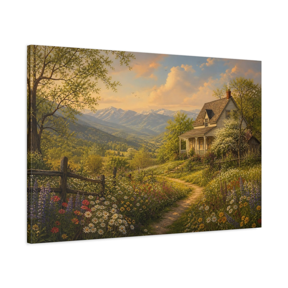 Main Mockup. Nature Country House Lush Greenery shown as canvas print