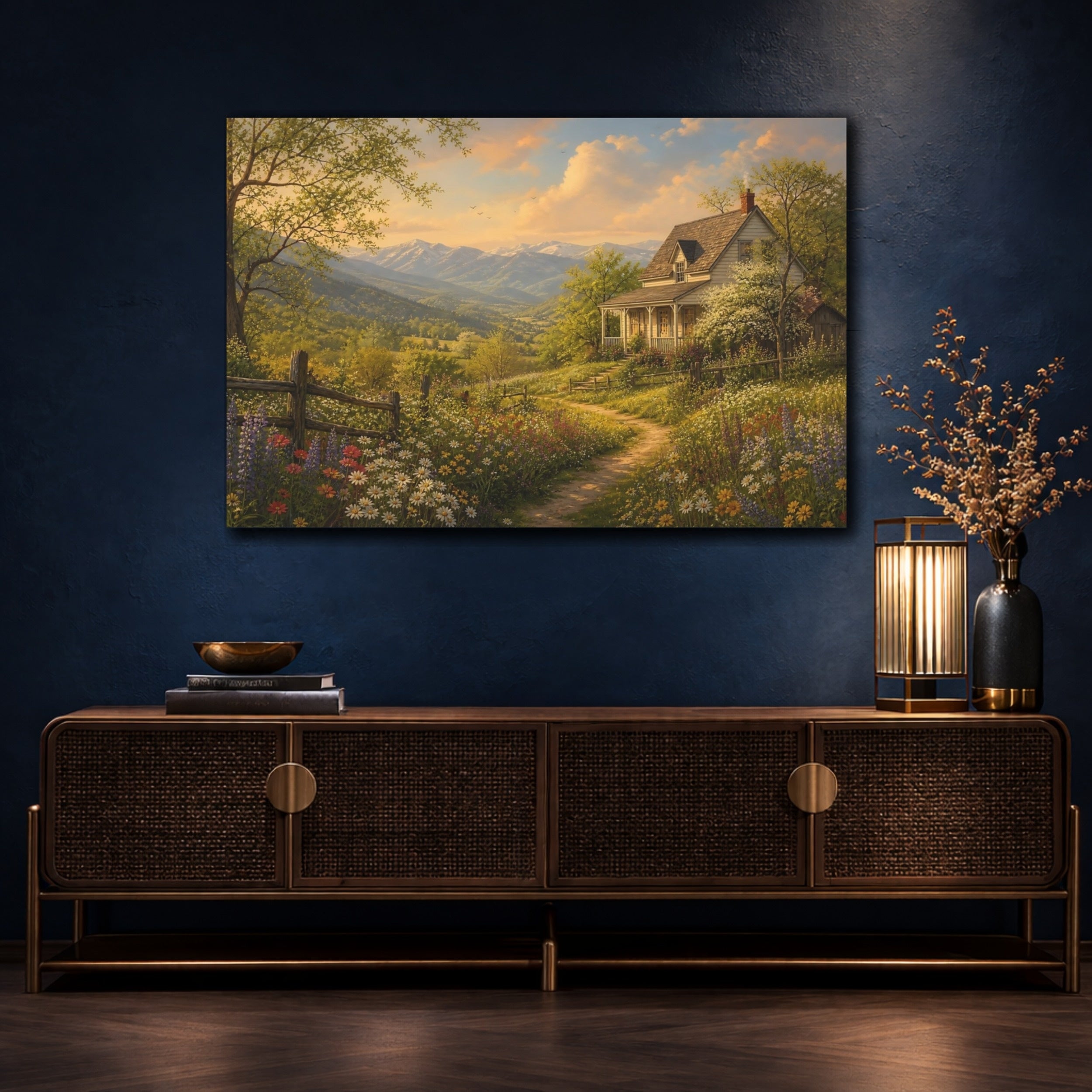 Mockup 4. Nature Country House Lush Greenery shown as canvas print