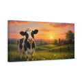 Side Mockup 3. Nature Cow Farm Sunset shown as stretched canvas wall art