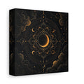 Side Mockup 2. Nature Crescent Moon Black And Gold shown as stretched canvas wall art