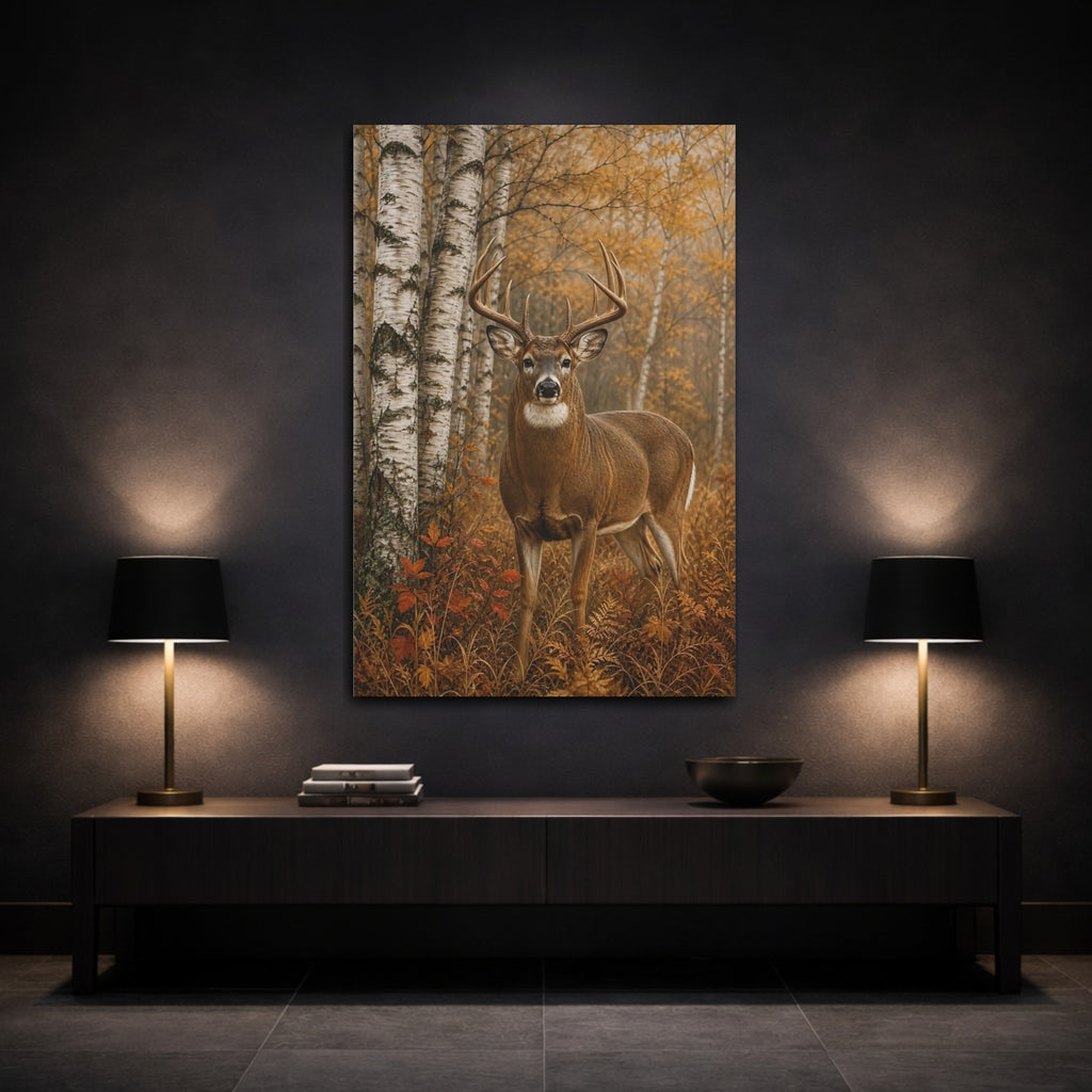 Mockup 3. Nature Deer Brown Deer Forest shown as stretched canvas wall art