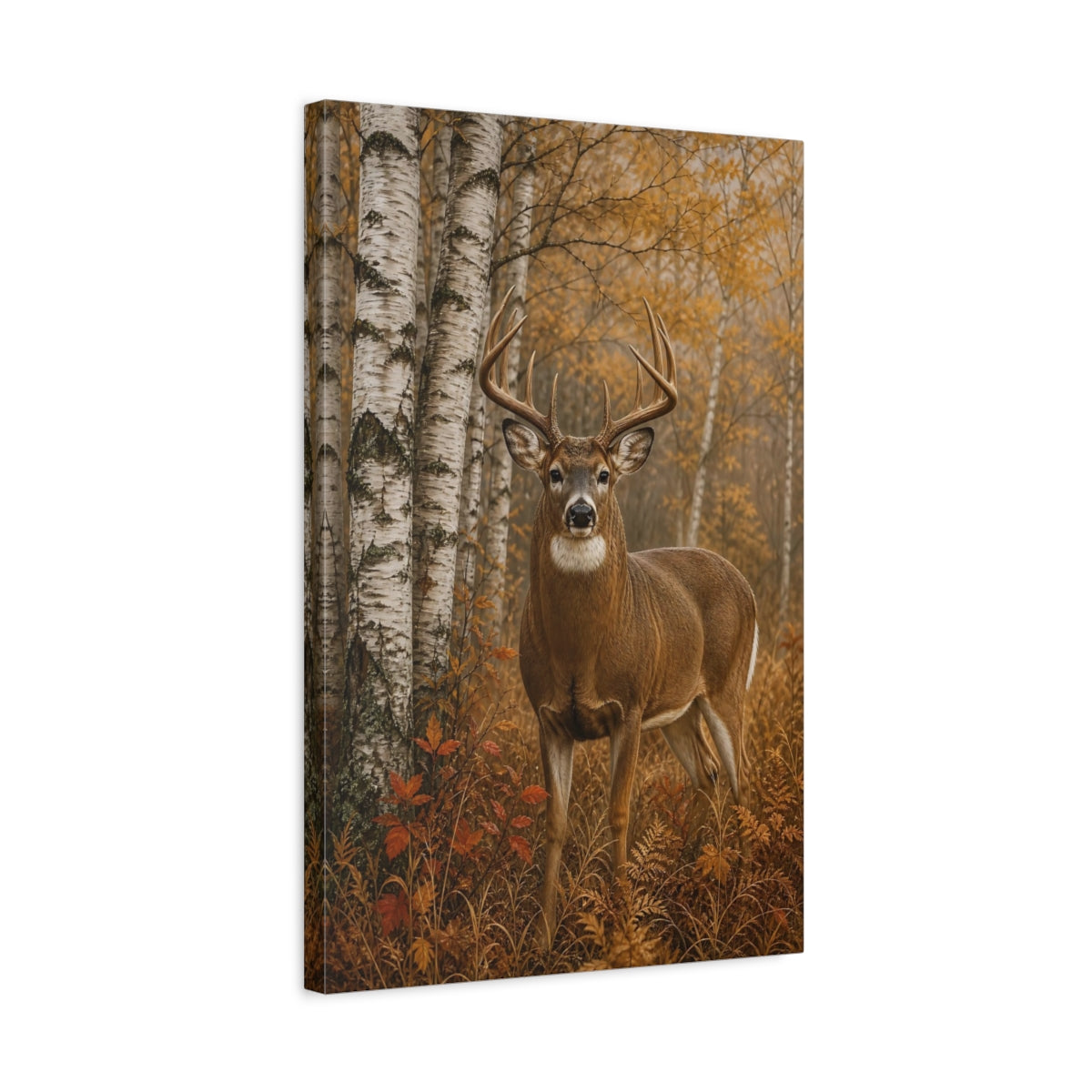 Side Mockup 3. Nature Deer Brown Deer Forest shown as stretched canvas wall art
