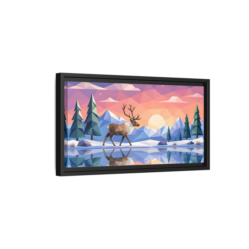 Side Mockup 8. Nature Deer Geometric Sunset Deer shown as stretched canvas wall art