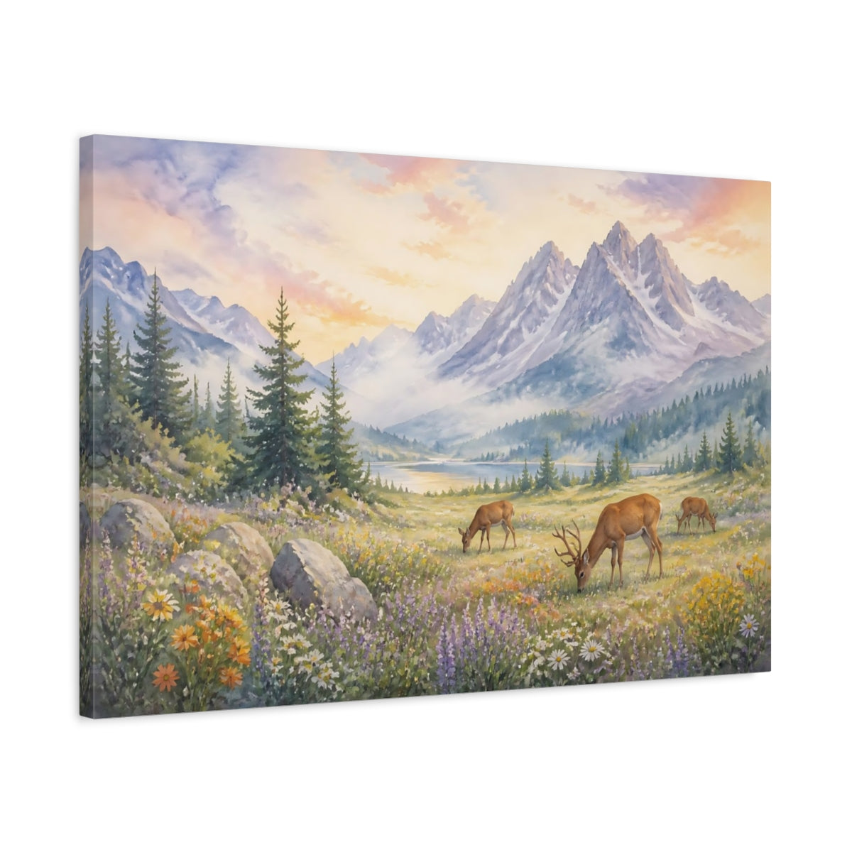 Side Mockup 2. Nature Deer Mountain Deer shown as canvas print