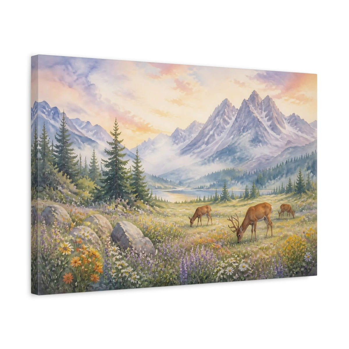 Side Mockup 3. Nature Deer Mountain Deer shown as canvas print