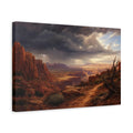Side Mockup 4. Nature Desert Canyon Red Canyon Storm shown as canvas print