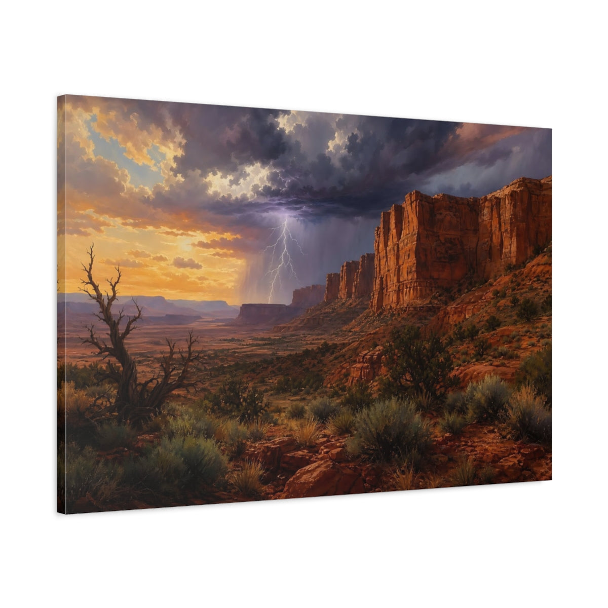 Main Mockup. Nature Desert Cliffs Desert Storm shown as stretched canvas wall art