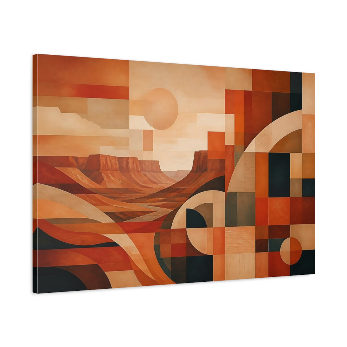 Main Mockup. Nature Desert Landscape Orange And Brown shown as stretched canvas wall art