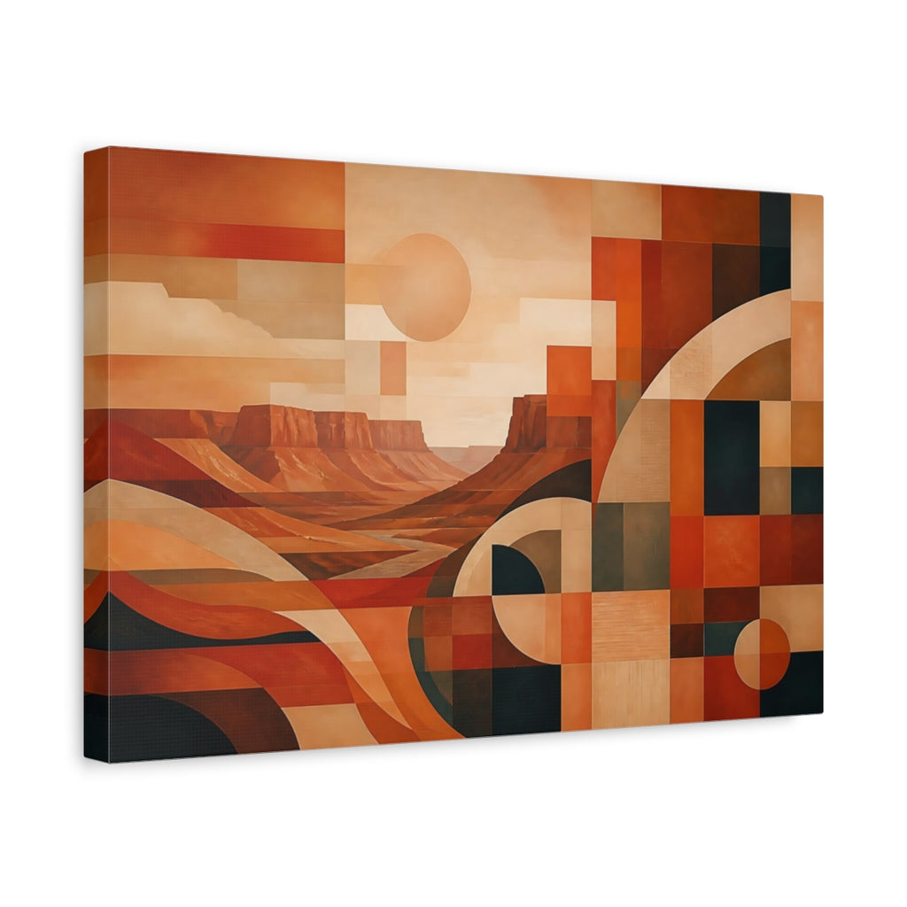 Side Mockup 4. Nature Desert Landscape Orange And Brown shown as stretched canvas wall art
