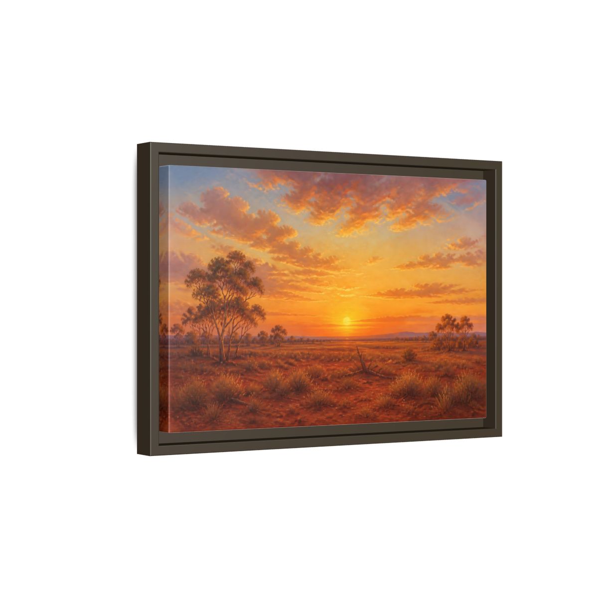 Side Mockup 5. Nature Desert Landscape Orange Sunset shown as stretched canvas wall art