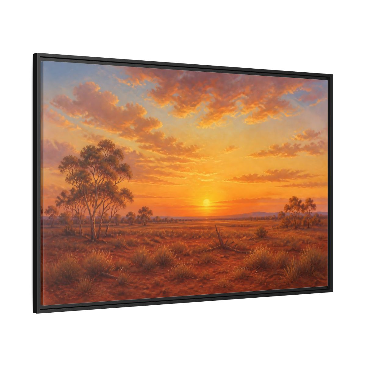 Side Mockup 12. Nature Desert Landscape Orange Sunset shown as stretched canvas wall art